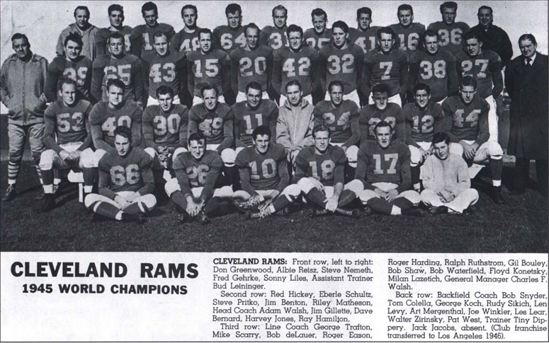 1945 NFL Champion Cleveland Rams